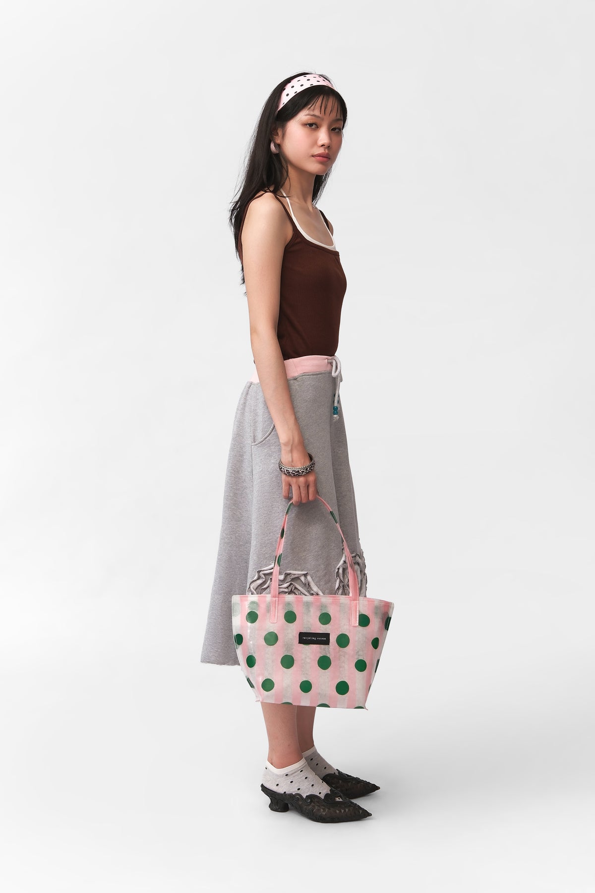 RV PolkaStripe Tote Small - Pink/Green