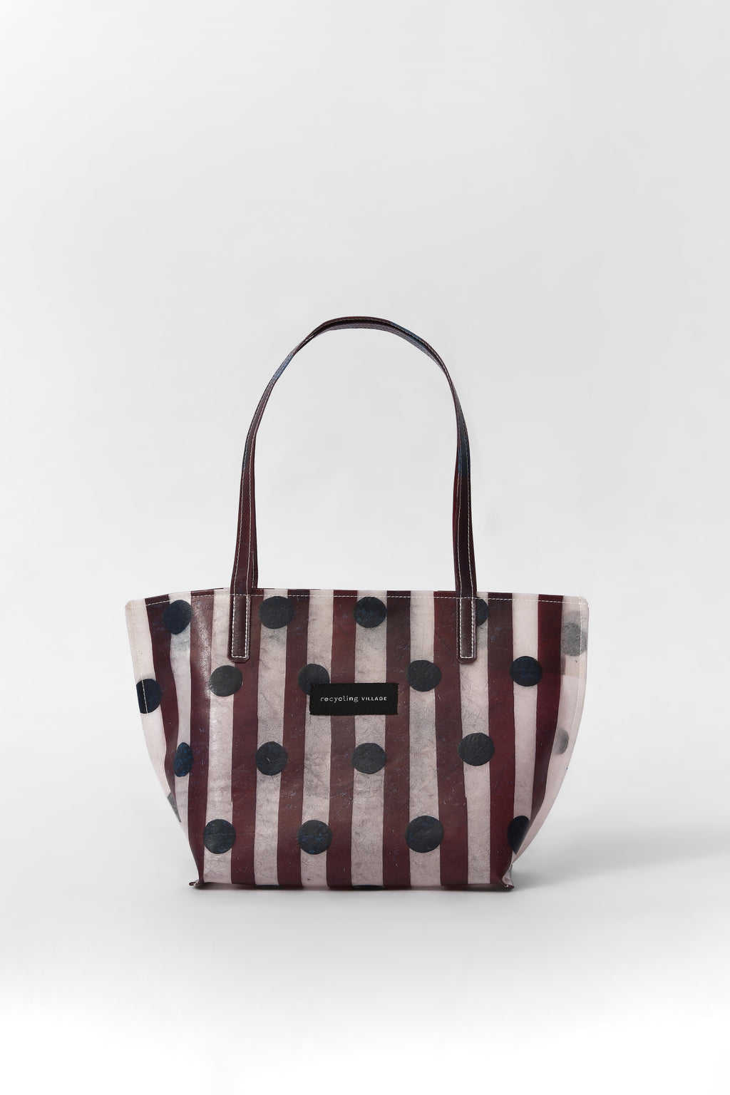 RV PolkaStripe Tote Small - Plum/Navy