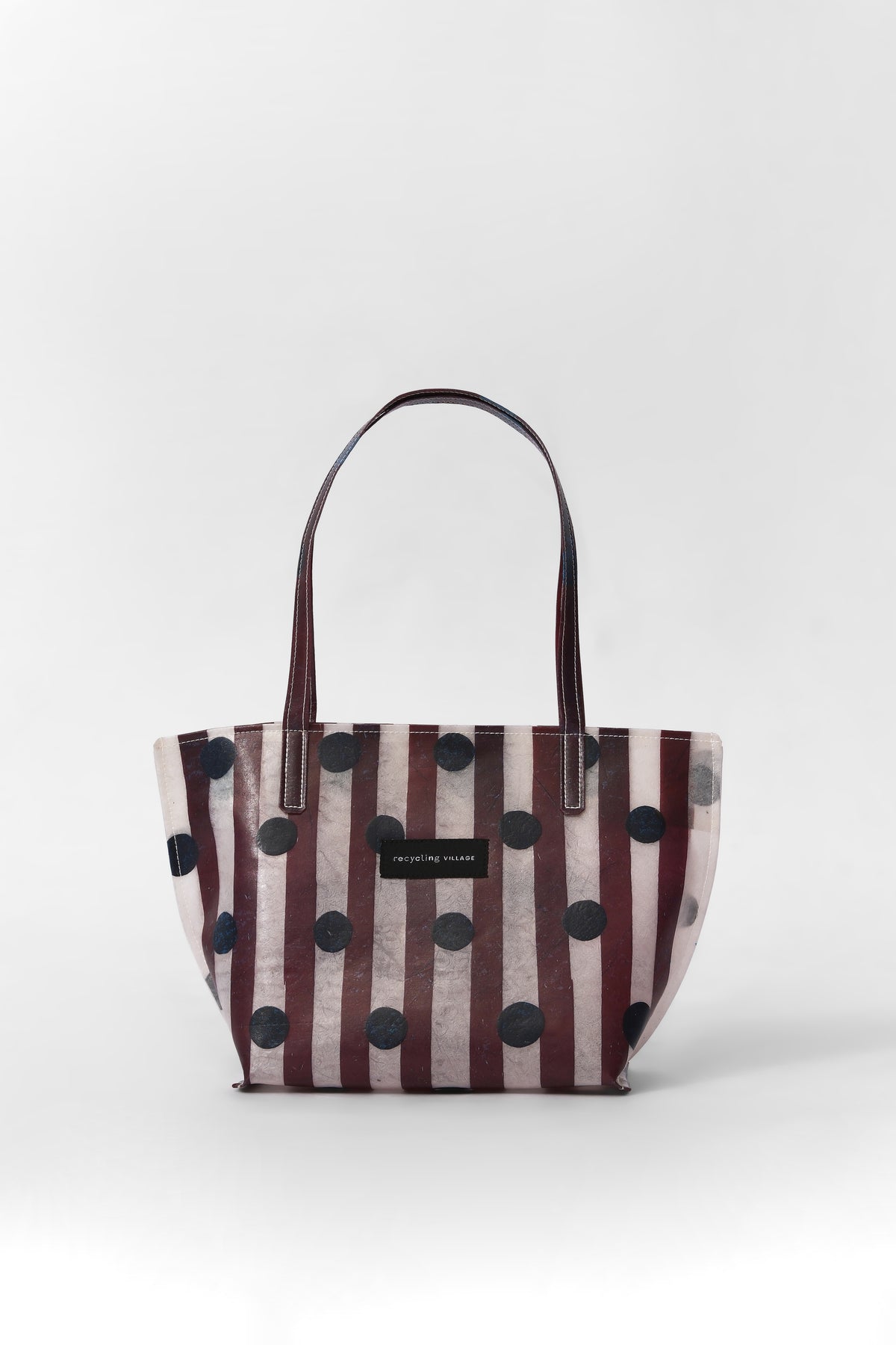 RV PolkaStripe Tote Small - Plum/Navy