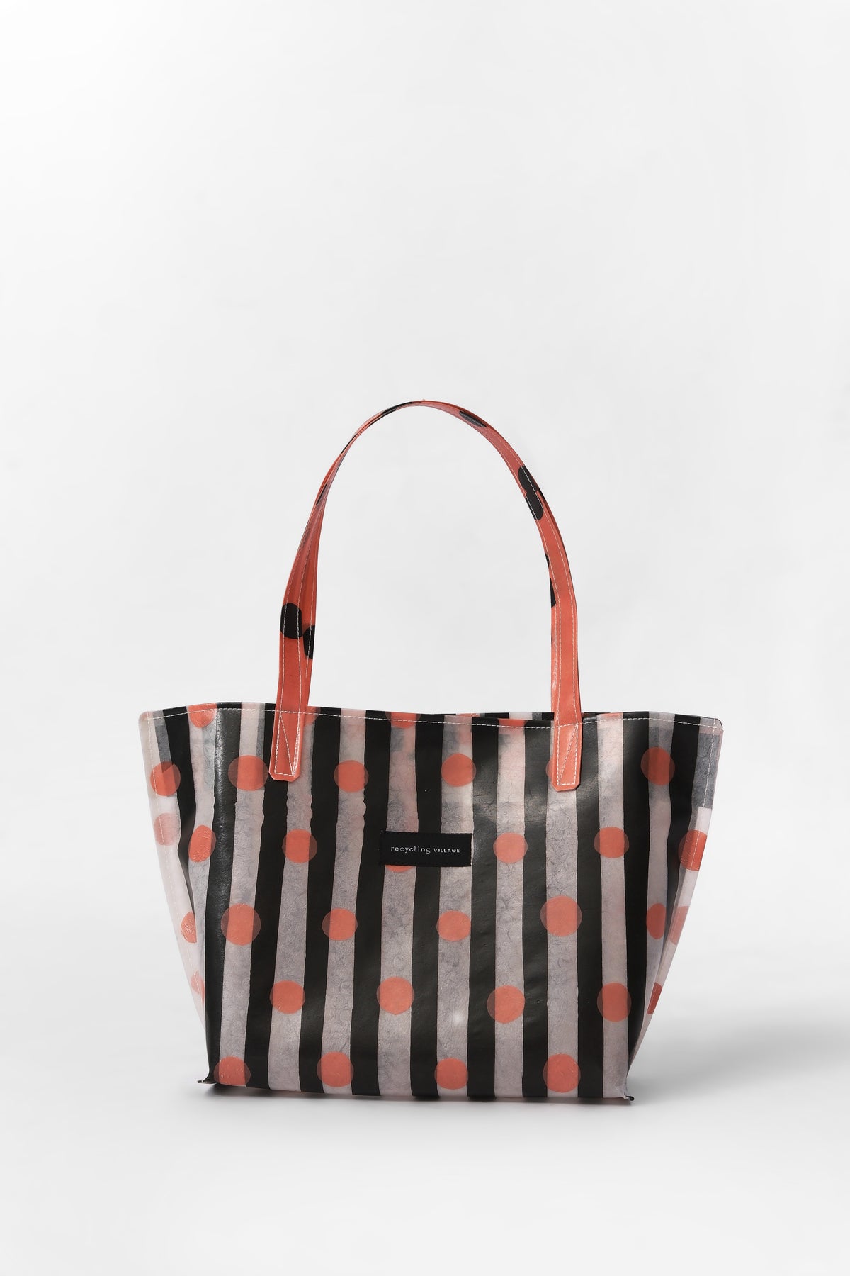 RV PolkaStripe Tote Medium – Black/Peach