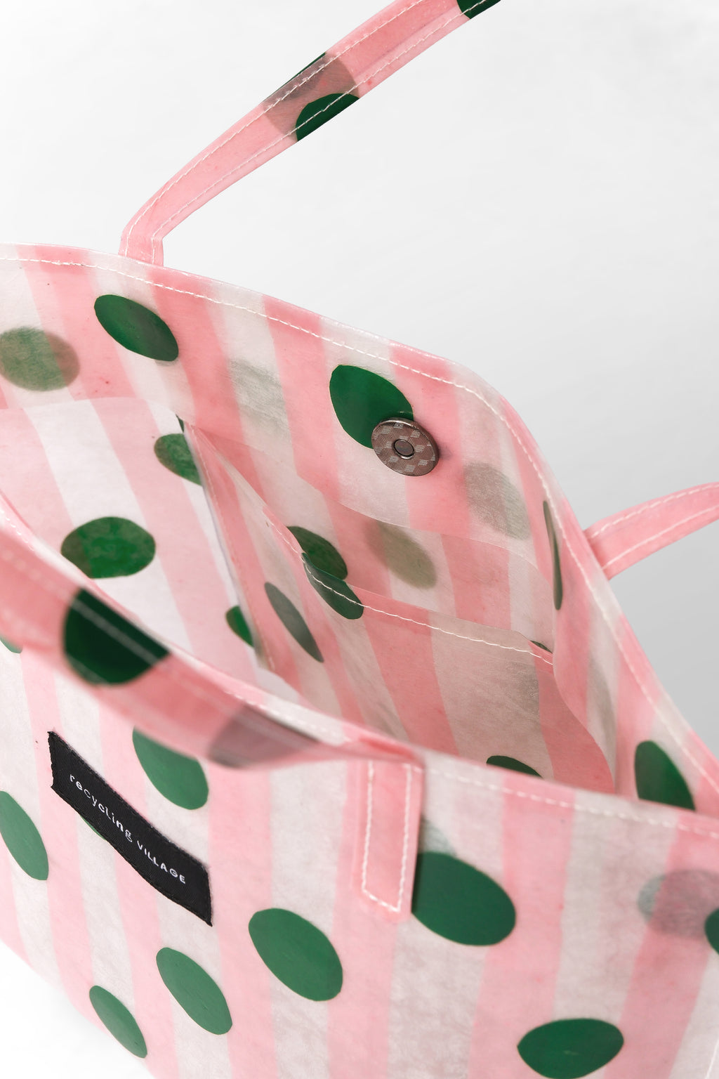 RV PolkaStripe Tote Small - Pink/Green