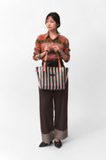 RV PolkaStripe Tote Medium – Black/Peach
